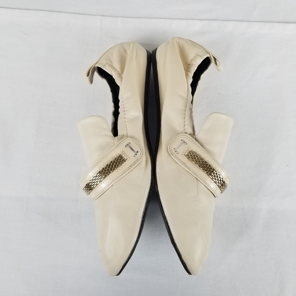 Lanvin Cream Soft Lamb Leather Loagers with Gold Chain Detail Size 7 - Picture 5 of 12